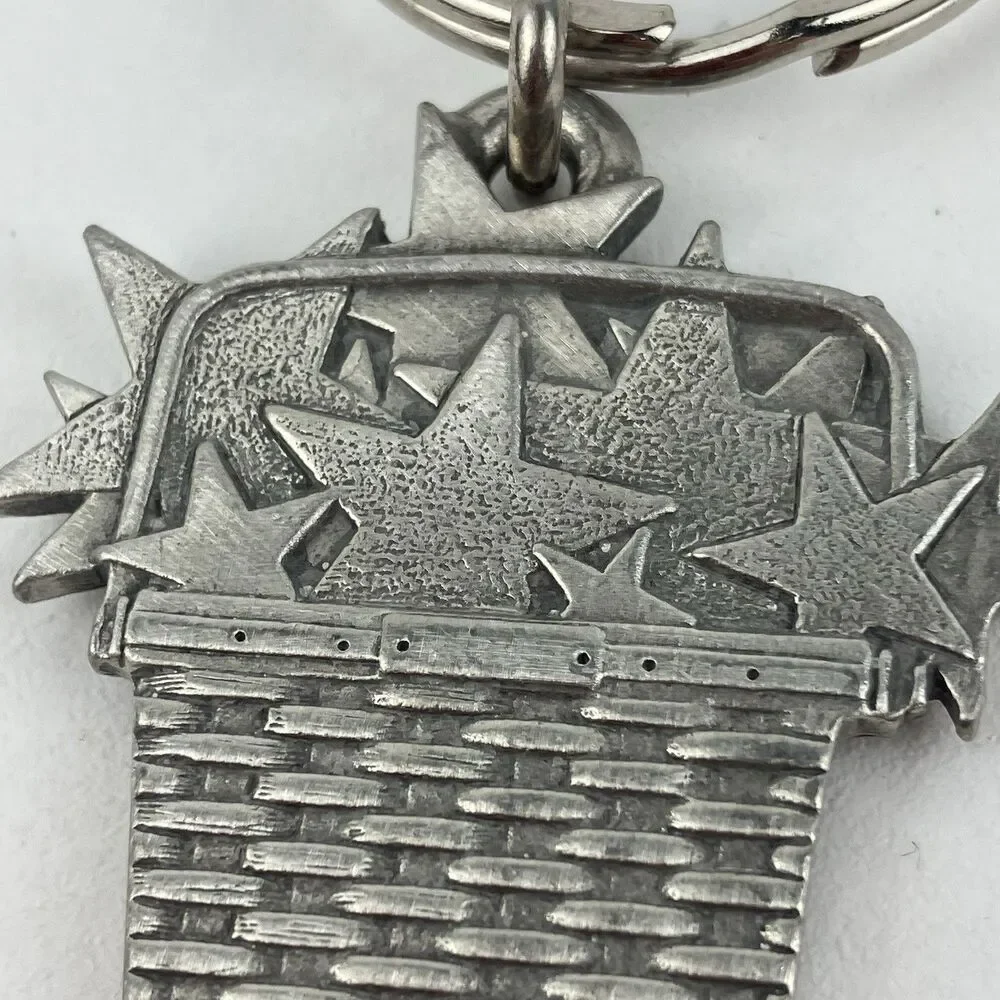 Longaberger Metal Pewter Star Basket Key Chain | 1.5